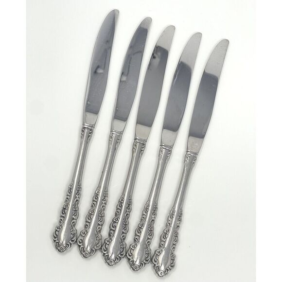 Oneida Shelley Cube USA Stainless Modern Hollow Dinner Knives 9 1/8” Set Of 5 - Picture 1 of 5